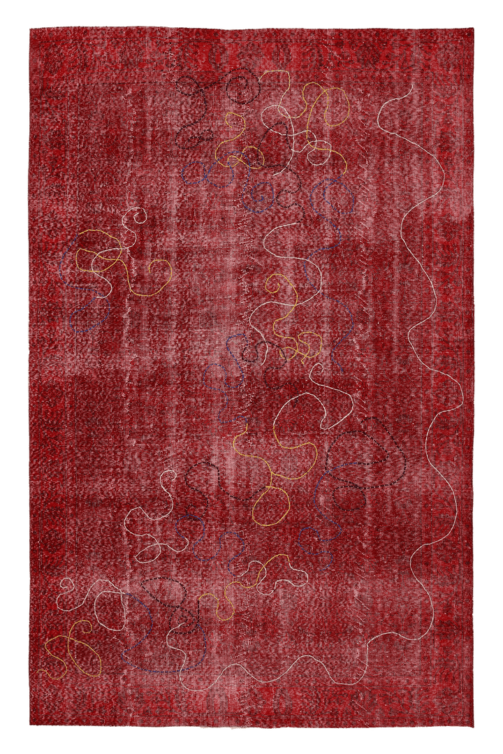 Vintage Isparta Turkish Area Rug 5x9 ft — Red Overdyed