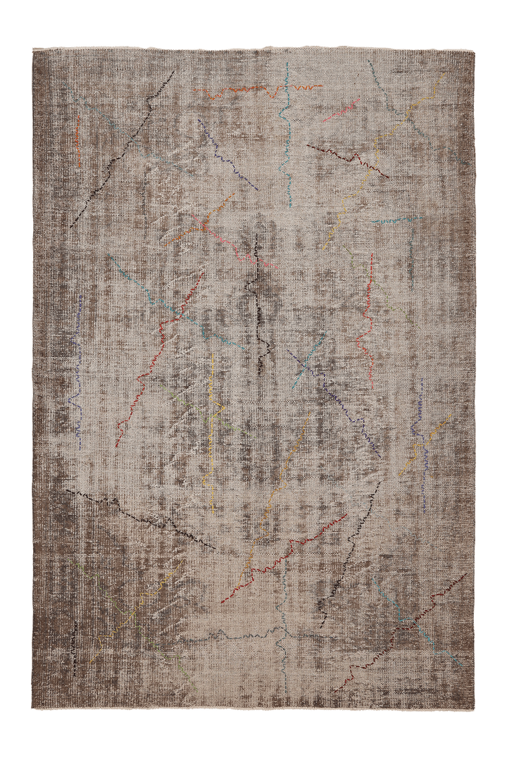 Vintage Manisa Turkish Area Rug 6x9 ft — Beige & Brown minimalist