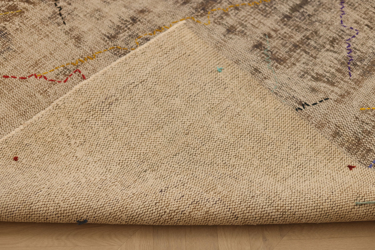Vintage Manisa Turkish Area Rug 6x9 ft — Beige & Brown minimalist
