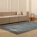 Vintage Isparta Turkish Area Rug 5x8 ft — Blue & Gray Distressed