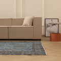 Vintage Isparta Turkish Area Rug 5x8 ft — Blue & Gray Distressed