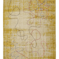 Vintage Manisa Turkish Area Rug 5x7 ft — Yellow & Beige Distressed