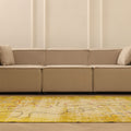 Vintage Manisa Turkish Area Rug 5x7 ft — Yellow & Beige Distressed