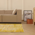 Vintage Manisa Turkish Area Rug 5x7 ft — Yellow & Beige Distressed