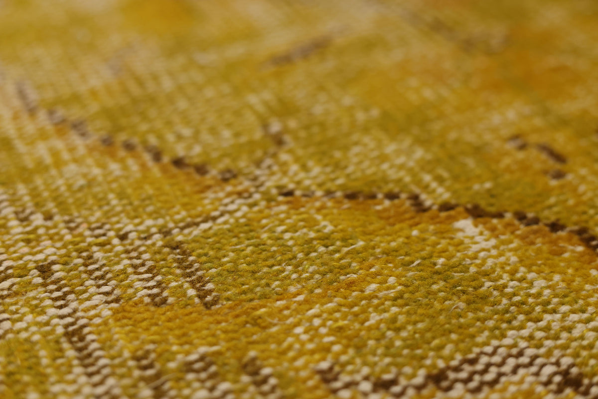 Vintage Manisa Turkish Area Rug 5x7 ft — Yellow & Beige Distressed