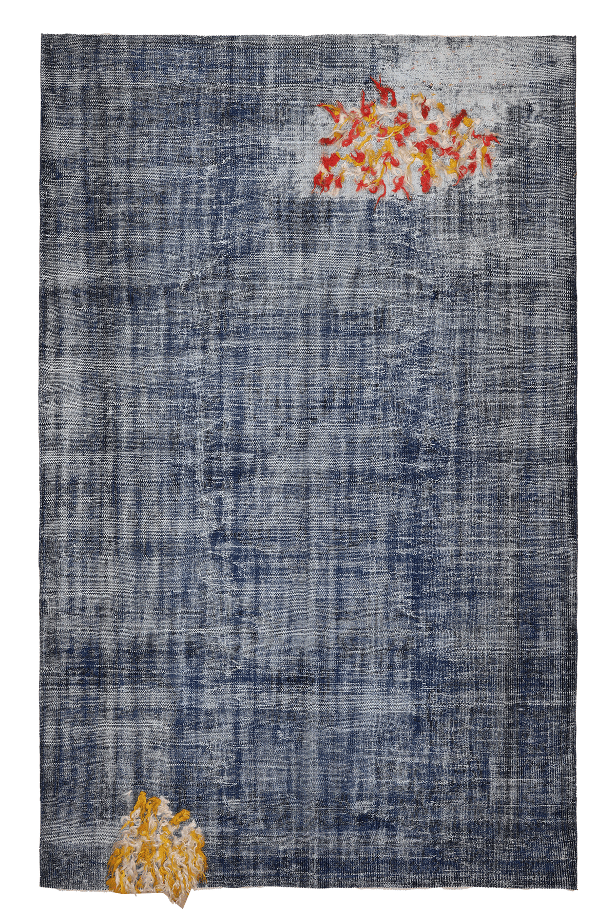 Vintage Manisa Turkish Area Rug 6x9 ft — Blue & Gray Overdyed