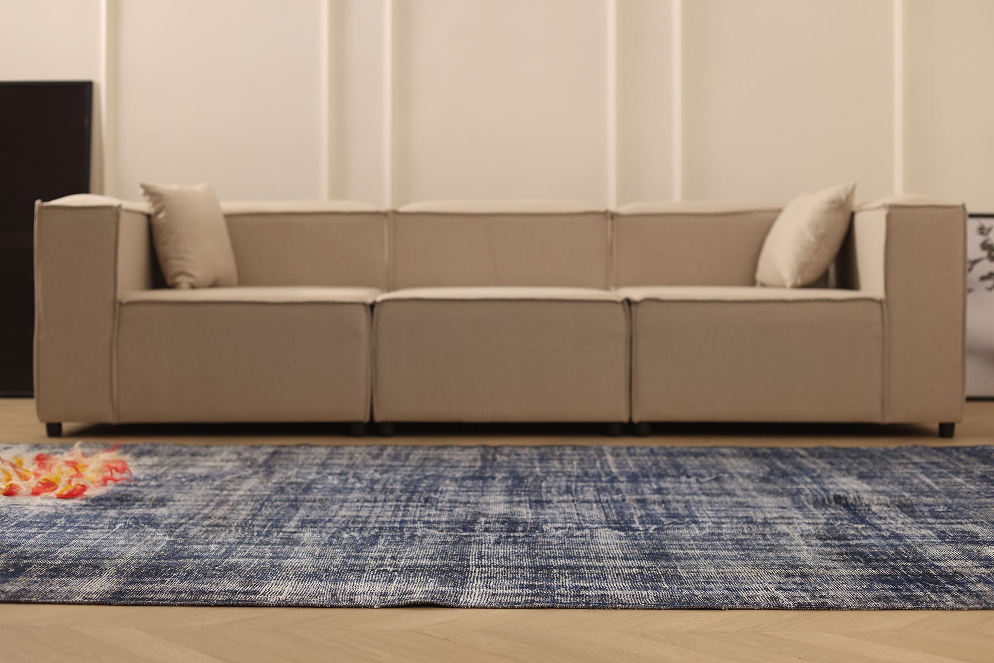 Vintage Manisa Turkish Area Rug 6x9 ft — Blue & Gray Overdyed