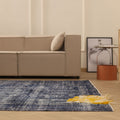 Vintage Manisa Turkish Area Rug 6x9 ft — Blue & Gray Overdyed