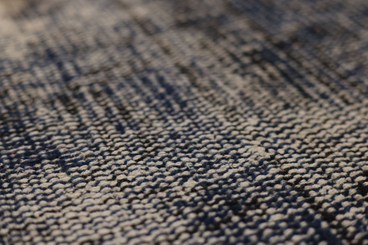 Vintage Manisa Turkish Area Rug 6x9 ft — Blue & Gray Overdyed