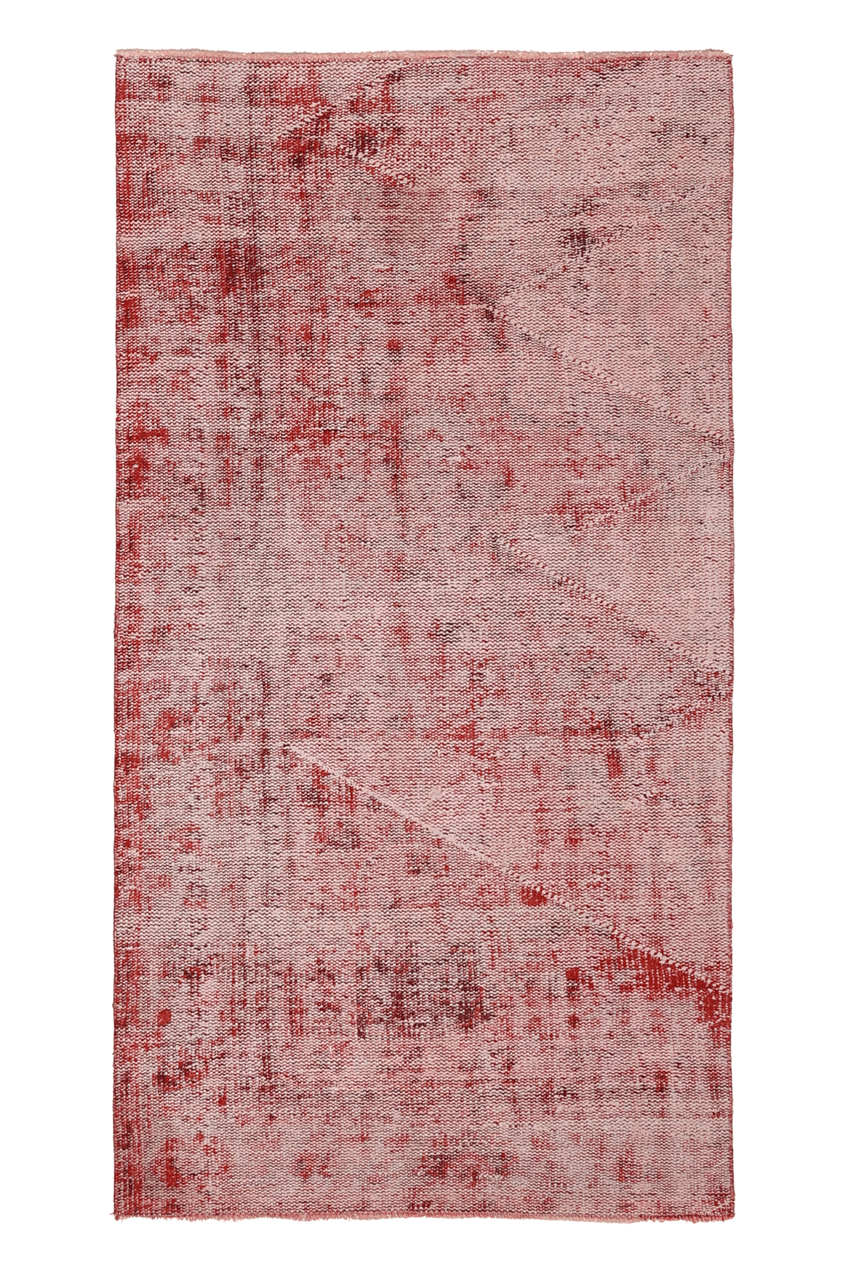 Vintage Manisa Turkish Runner Rug 2x5 ft — Red & Pink Distressed
