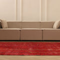Vintage Isparta Turkish Area Rug 6x9 ft — Red Overdyed (No. 38348)