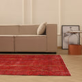Vintage Isparta Turkish Area Rug 6x9 ft — Red Overdyed (No. 38348)