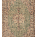 Vintage Isparta Turkish Area Rug 5x8 ft — Green & Beige Floral (No. 38351)