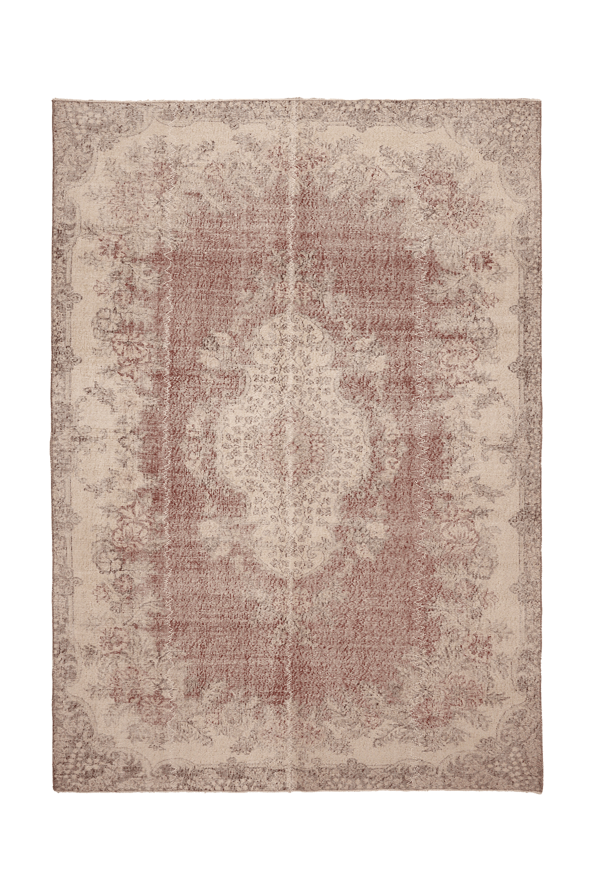Vintage Isparta Turkish Area Rug 7x10 ft — Red & Beige Floral