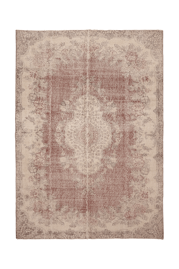 Vintage Isparta Turkish Area Rug 7x10 ft — Red & Beige Floral