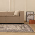 Vintage Manisa Turkish Area Rug 5x10 ft — Gray & Beige Floral