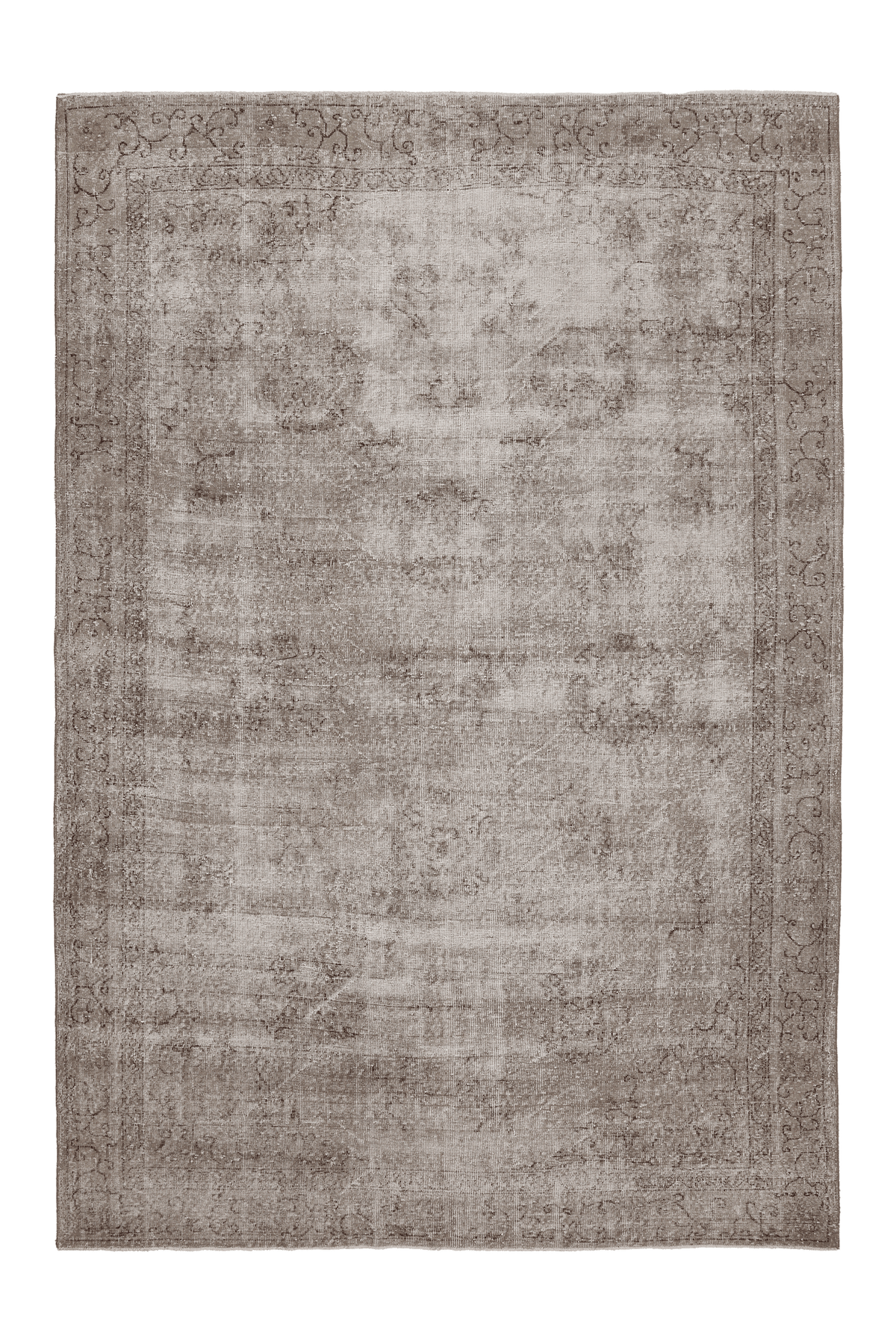 Vintage Isparta Turkish Area Rug 7x10 ft — Beige & Gray Floral