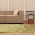 Vintage Manisa Turkish Area Rug 6x10 ft — Green & Beige Floral
