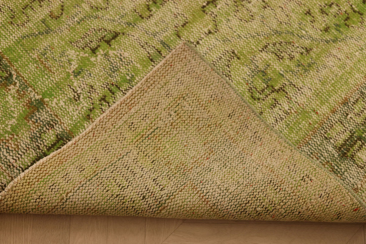 Vintage Manisa Turkish Area Rug 6x10 ft — Green & Beige Floral