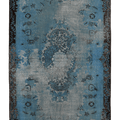 Vintage Isparta Turkish Area Rug 6x9 ft — Blue & Gray Floral (No. 38526)
