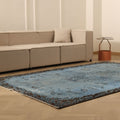 Vintage Isparta Turkish Area Rug 6x9 ft — Blue & Gray Floral (No. 38526)
