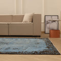 Vintage Isparta Turkish Area Rug 6x9 ft — Blue & Gray Floral (No. 38526)