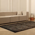 Vintage Isparta Turkish Area Rug 5x8 ft — Gray Overdyed