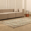 Vintage Isparta Turkish Area Rug 5x8 ft — Green & Beige Floral (No. 38583)