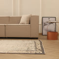 Vintage Manisa Turkish Area Rug 5x8 ft — Beige & Gray Distressed