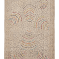Vintage Isparta Turkish Area Rug 5x8 ft — Beige & Gray Geometric