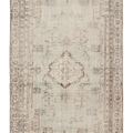 Vintage Manisa Turkish Area Rug 5x8 ft — Beige & Gray Floral (No. 38591)