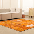 Vintage Turkish Area Rug 6x6 ft — Orange Patchwork