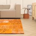 Vintage Turkish Area Rug 6x6 ft — Orange Patchwork