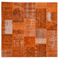 Vintage Turkish Area Rug 6x6 ft — Orange Patchwork
