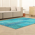 Vintage Turkish Area Rug 5x7 ft — Blue Patchwork (No. 38607)