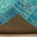 Vintage Turkish Area Rug 5x7 ft — Blue Patchwork (No. 38607)