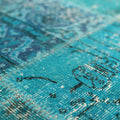 Vintage Turkish Area Rug 5x7 ft — Blue Patchwork (No. 38607)