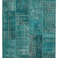 Vintage Turkish Area Rug 5x7 ft — Blue Patchwork (No. 38607)