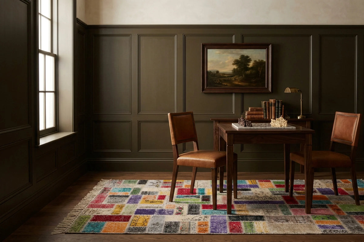 Patchwork Area Rug in a styled room
