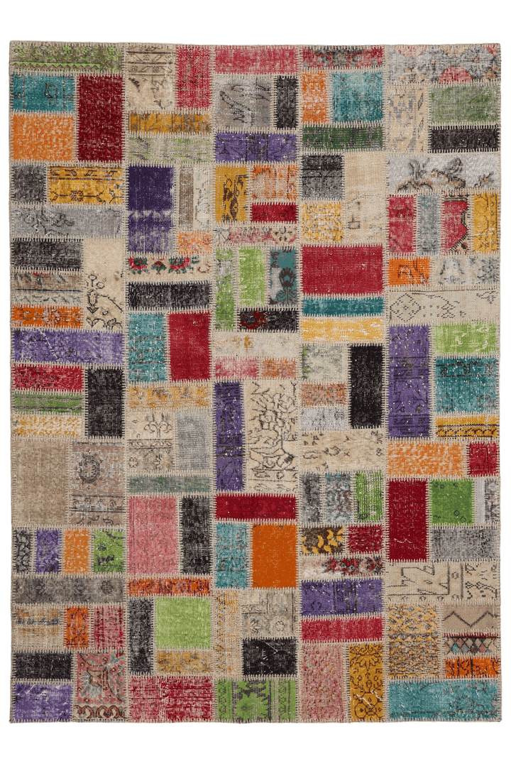 Vintage Turkish Area Rug 5x8 ft — Patchwork (No. 38608)
