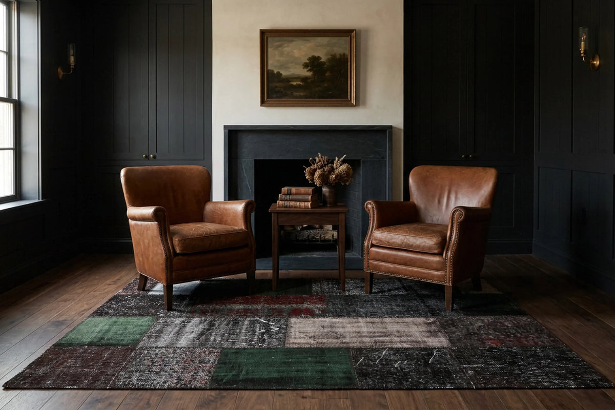 Patchwork Area Rug in a styled room