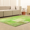 Vintage Turkish Area Rug 5x7 ft — Green Patchwork (No. 38610)