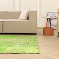 Vintage Turkish Area Rug 5x7 ft — Green Patchwork (No. 38610)