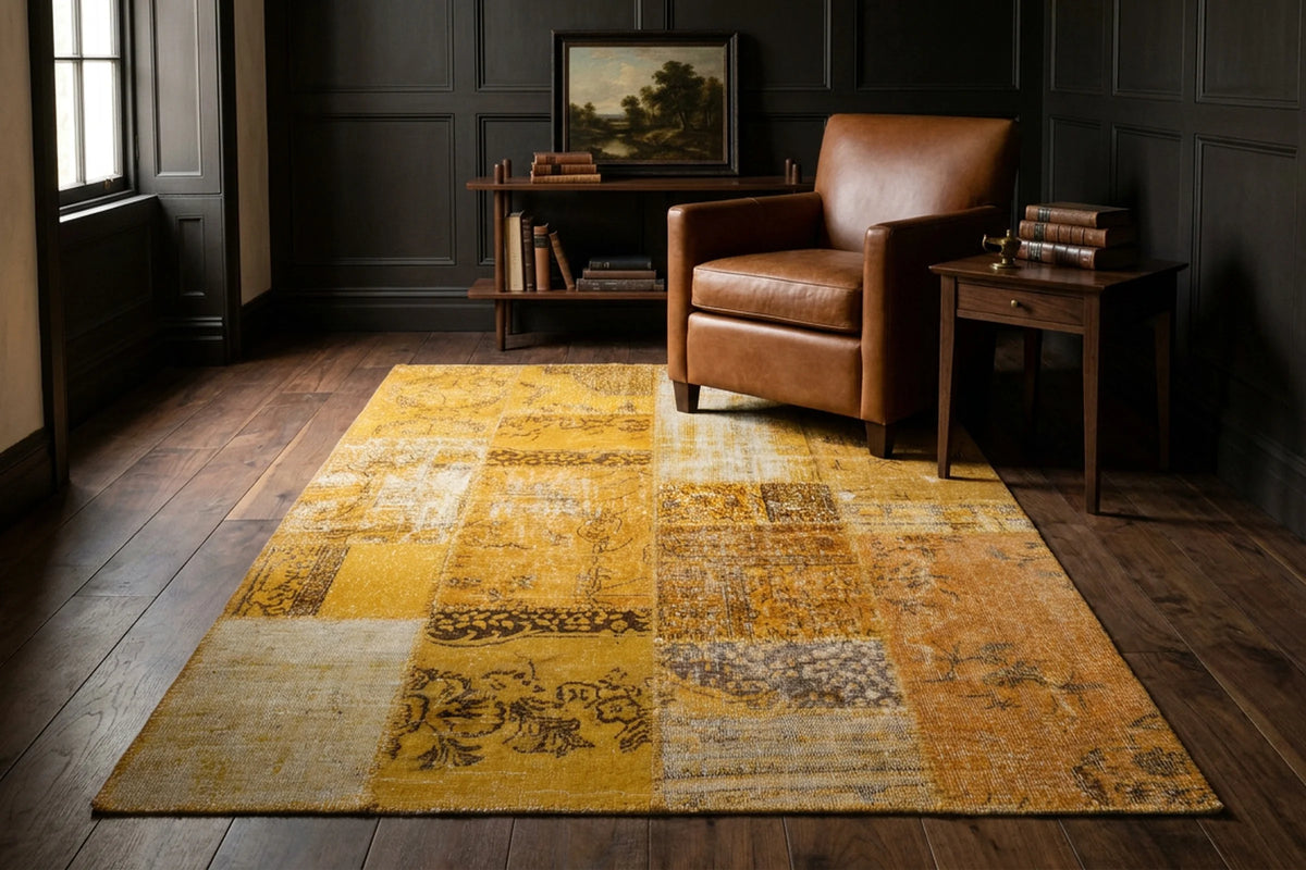 Patchwork Area Rug in a styled room