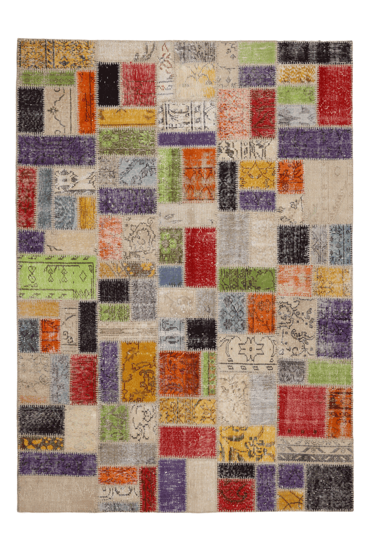 Vintage Turkish Area Rug 5x8 ft — Patchwork (No. 38614)