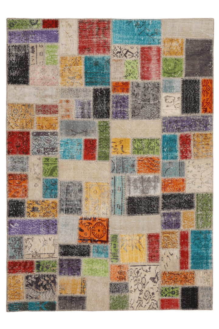 Vintage Turkish Area Rug 5x7 ft — Patchwork (No. 38619)