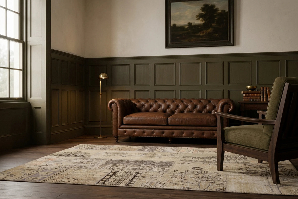 Patchwork Area Rug in a styled room