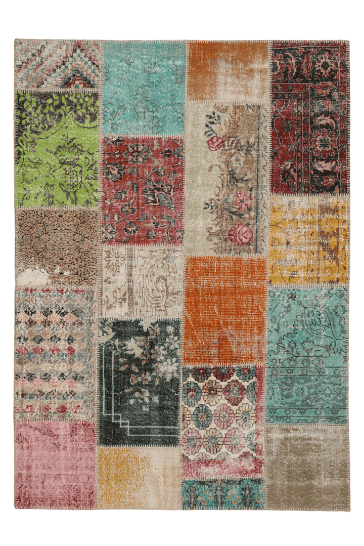 Vintage Turkish Area Rug 5x7 ft — Patchwork (No. 38624)