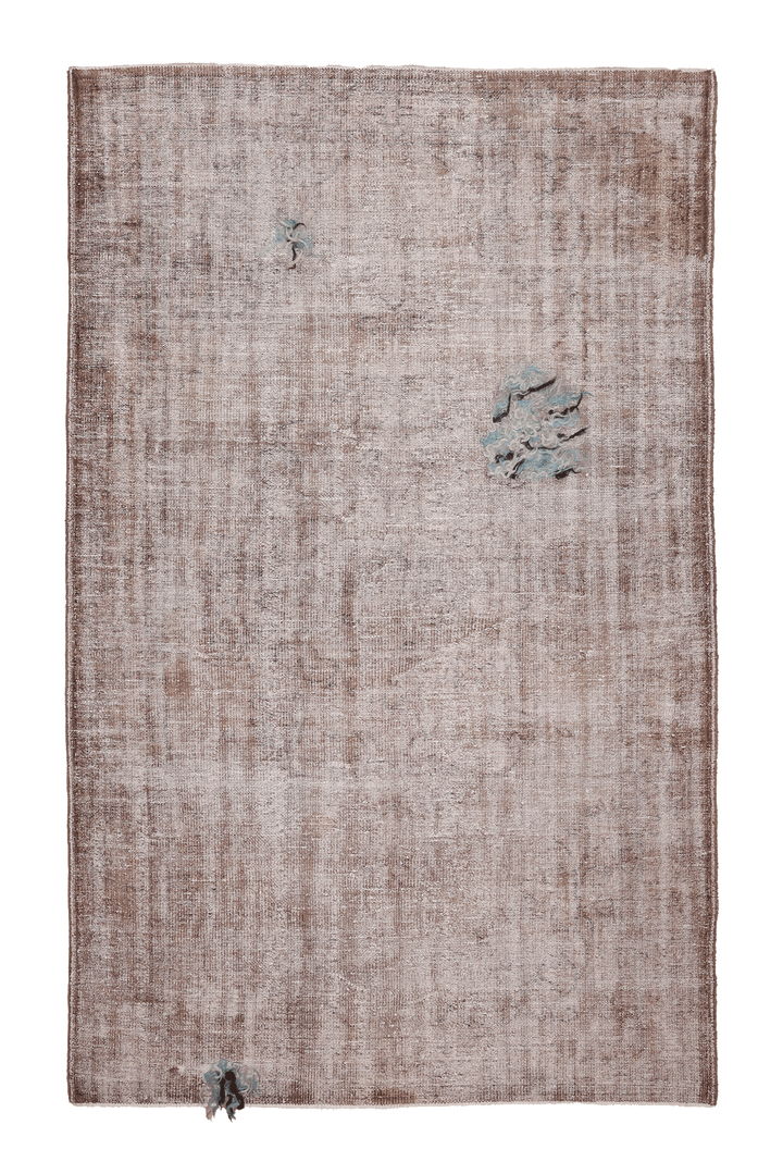 Vintage Manisa Turkish Area Rug 5x9 ft — Beige & Brown Distressed