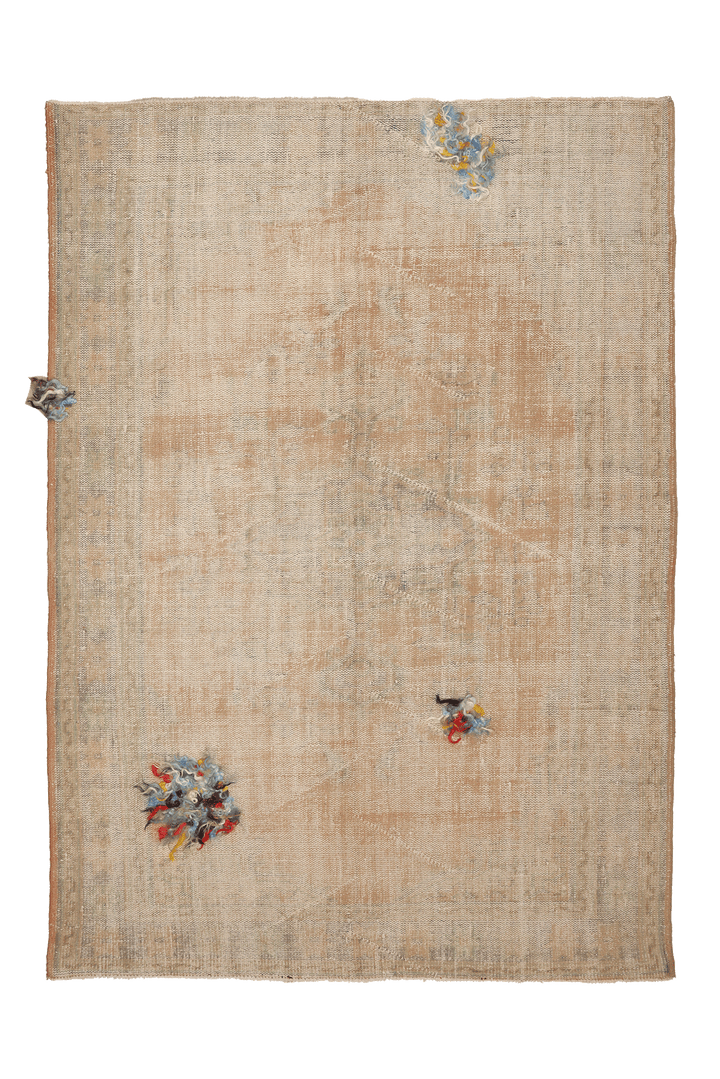 Vintage Manisa Turkish Area Rug 5x8 ft — Beige minimalist